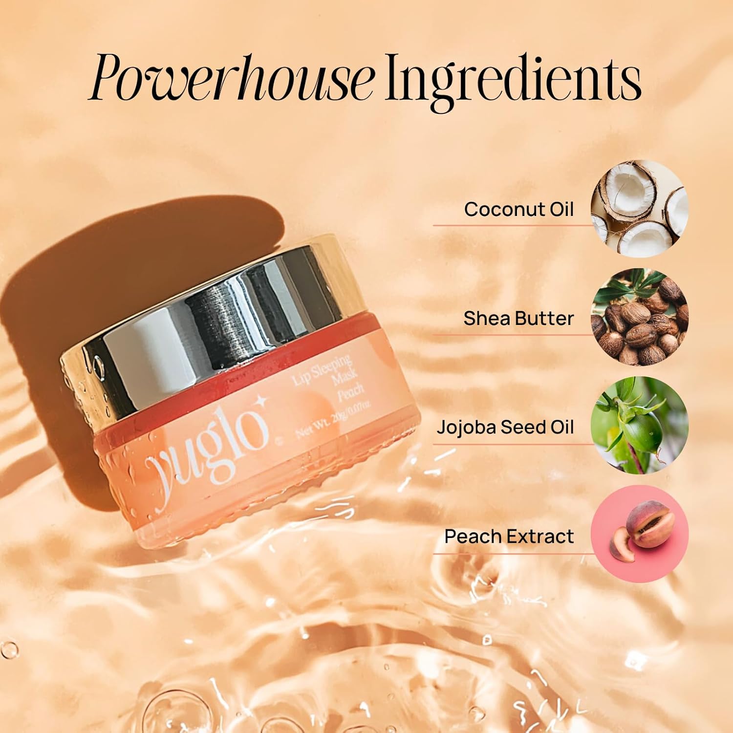 YUGLO Lip Sleeping Mask | Peach Flavor | Hydrating & Soothing Lip Treatment for  Dry, Chapped Lips | Plumps & Moisturizes | Overnight Lip Repair