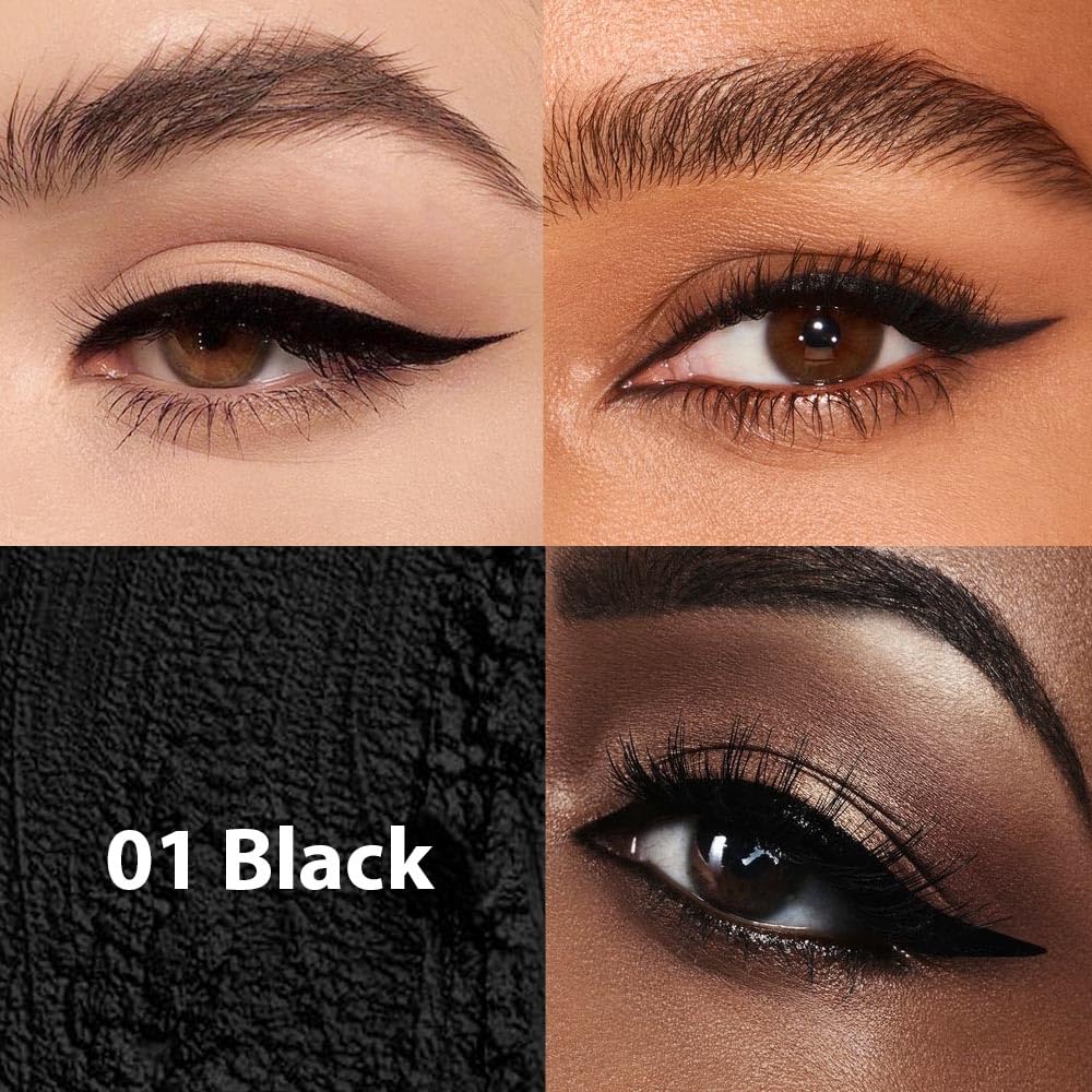 evpct 1Pcs Black Color Gel Glitter Eyeliner Pencils Set for Women Waterline Waterproof Smudge Proof lapiz de ojos delineador de ojos contra el agua Eye Liner Makeup,01# Black
