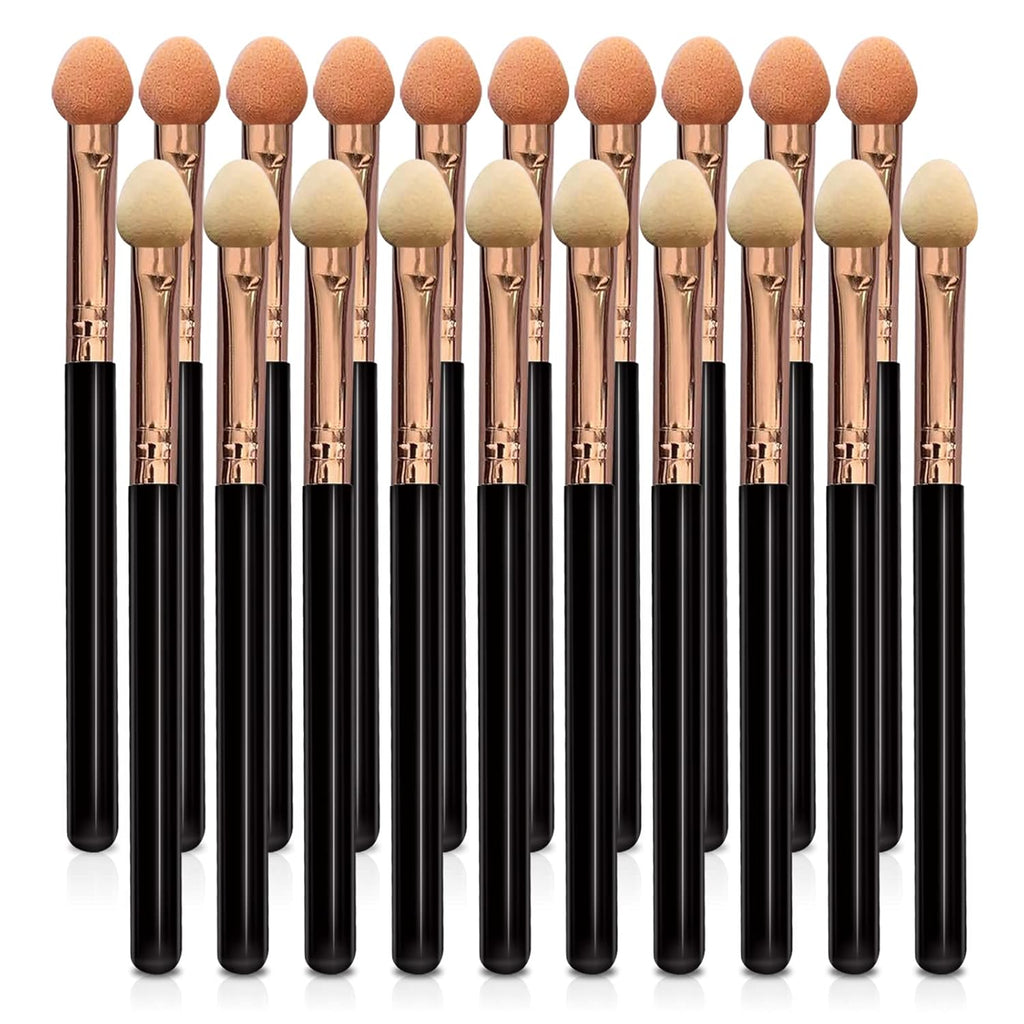 Eyeshadow Applicators Double Sided Sponge Tip Foam Reusable，20Pcs Professional Organic Long Handle Washable Makeup Eye Shadow Brush Set
