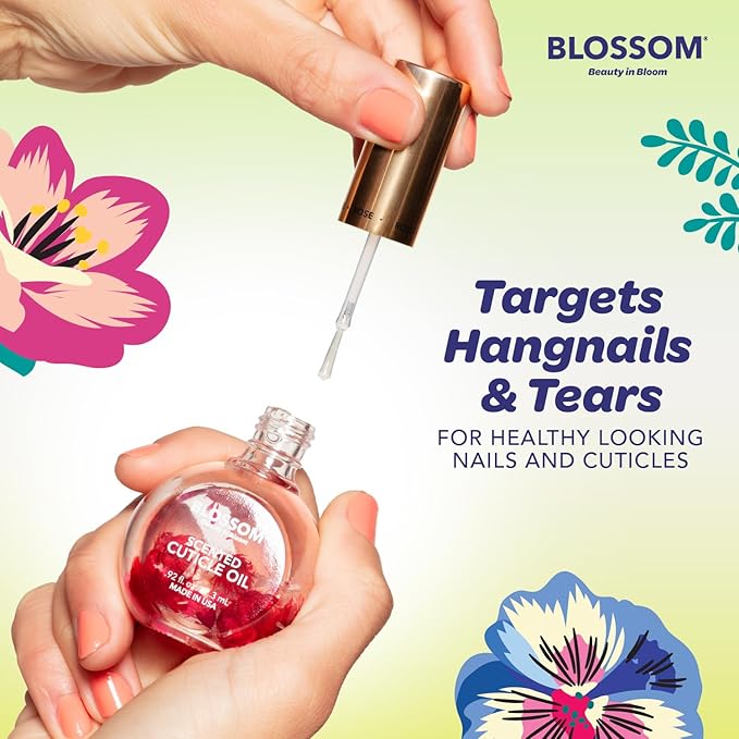 Blossom Cuticle Oil for Nails, Hydrating, Moisturizing, Scented Nail Oil Cuticle Care, Infused with Real Flowers, Made in USA, 0.92 fl. oz, Kiwi