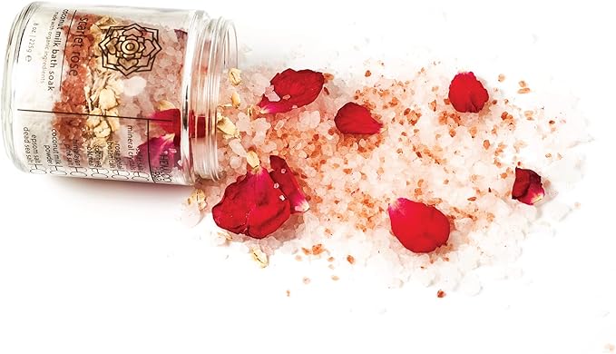 Hemlock Park Scarlet Rose Coconut Milk Bath Soak | Organic Coconut Milk, Botanicals, Dead Sea, Epsom, and Himalayan Pink Mineral Salts | 9.5 oz Jar