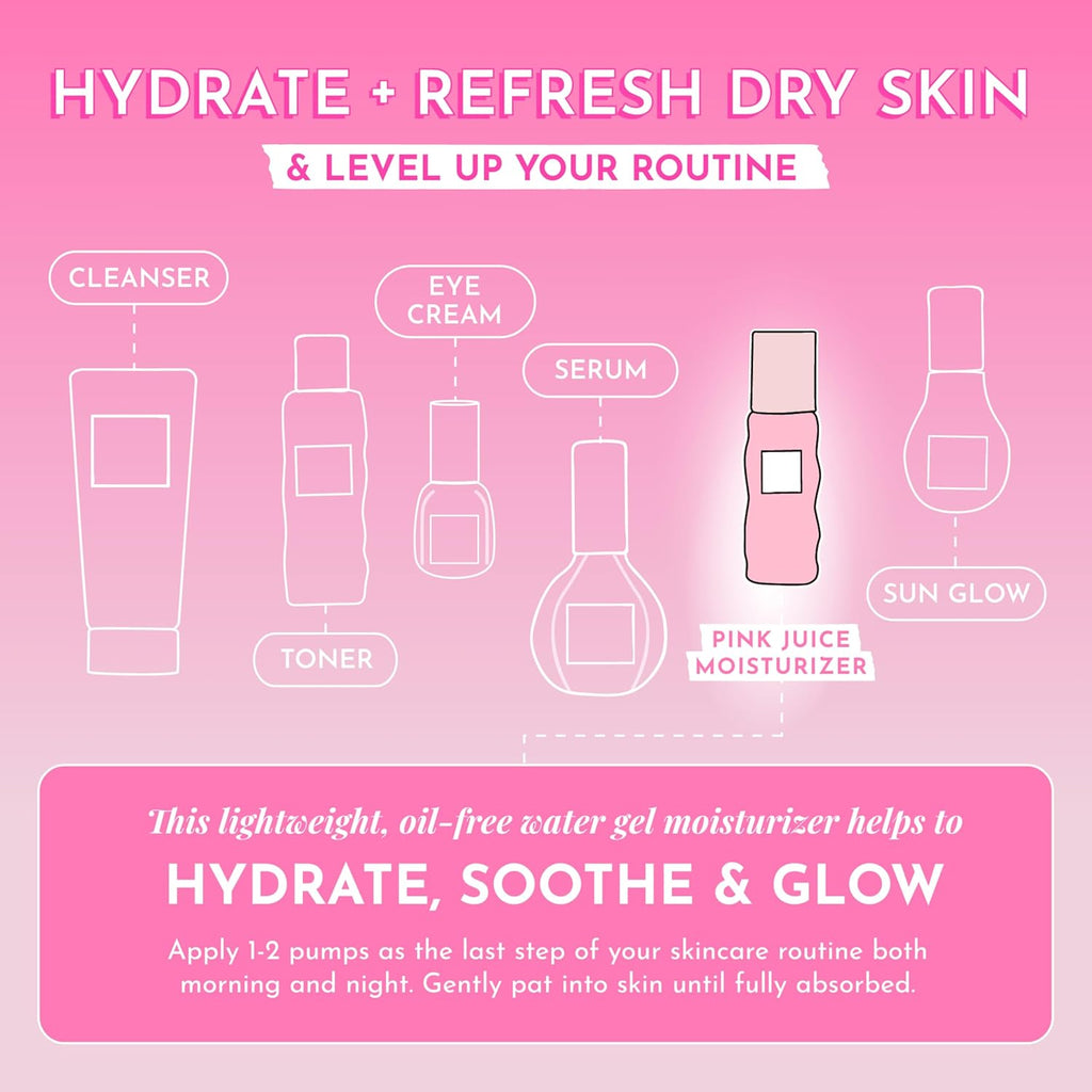 Glow Recipe Pink Juice Water Gel Face Moisturizer for Women, Men & Teens - Hydrating Hyaluronic Acid, Radiance Boosting, Non-Comedogenic, Oil-Free, Long-Lasting Korean Skin Care for Oily Skin (50ml)