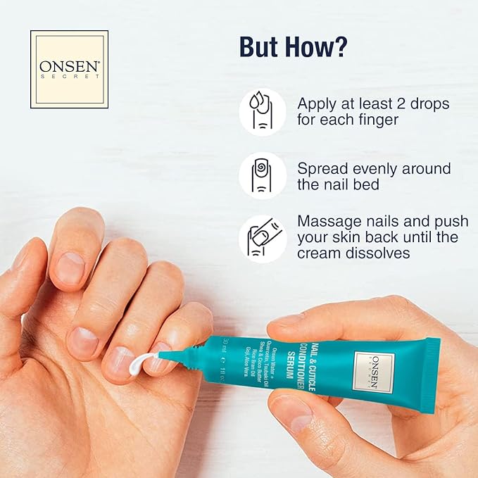 Onsen Secret Nail Reboot Duo - Treatment for Damaged Nails - Natural Nail Care & Cuticle Repair - Visible Results For Perfect Nails, Cuticle Conditioner Cream 30ml & Nail Reboot Oil 30ml