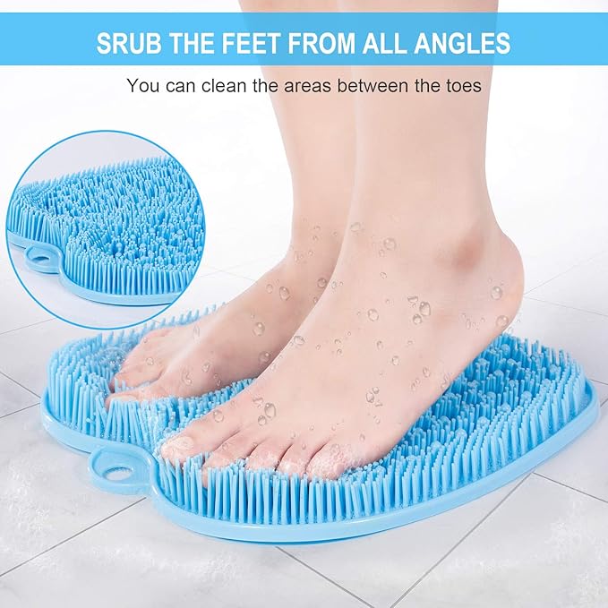 BESKAR Larger Foot Scrubber Mat with Non-Slip Suction Cups- Cleans, Smooths, Exfoliates & Massages Without Bending, Circulation & Soothes Tired Feet, Great for Shower or Bathtub