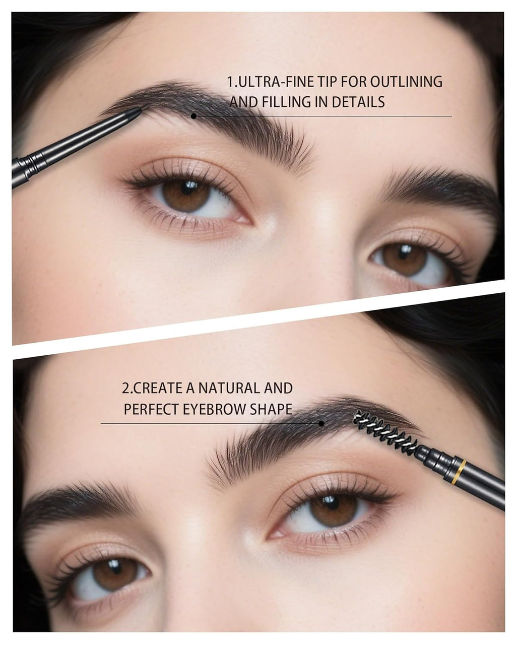 Black Eye Brow Pencils for Women, 6Pcs Waterproof Eyebrow Pencil, 1.5mm Micro-Fine Tip & Spiral Brush with Brow Razors Perfect for Creating a Natural and Delicate Eyebrow Look Makeup