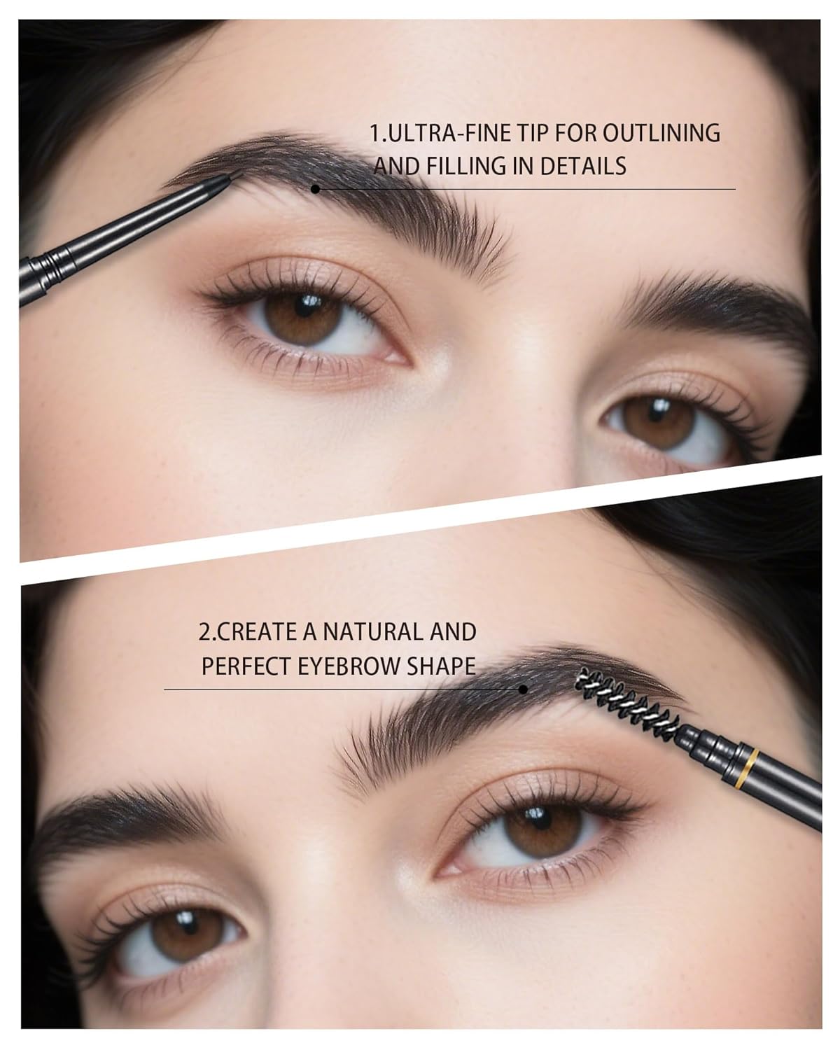 Black Eye Brow Pencils for Women, 6Pcs Waterproof Eyebrow Pencil, 1.5mm Micro-Fine Tip & Spiral Brush with Brow Razors Perfect for Creating a Natural and Delicate Eyebrow Look Makeup