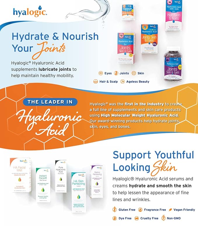 Hyalogic Pure Hyaluronic Acid Serum for Face - Hydrating, Non-Greasy, Fragrance-Free, 0.47 Ounce