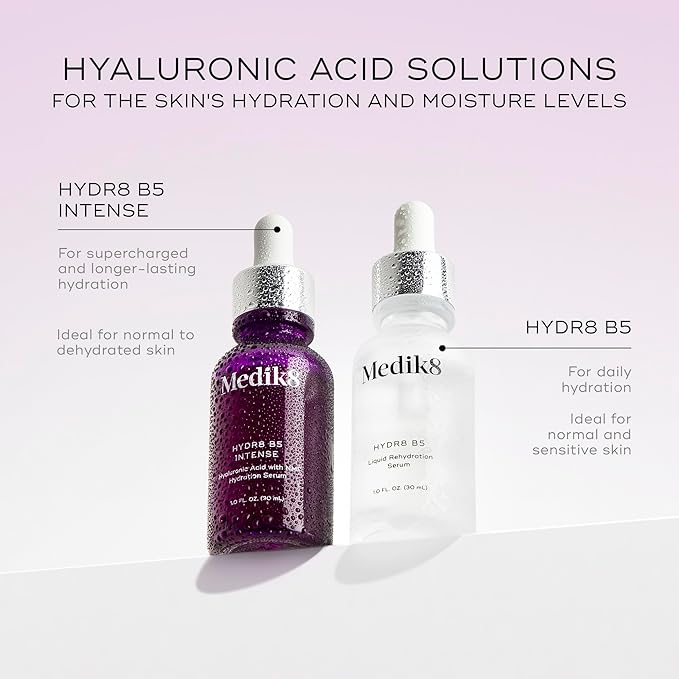 Medik8 Hydr8 B5 Intense - Hyaluronic Acid Serum - Moisturizing, Brightening Antioxidant Serum for Face - Smooths Fine Lines and Wrinkles - 1.0 oz