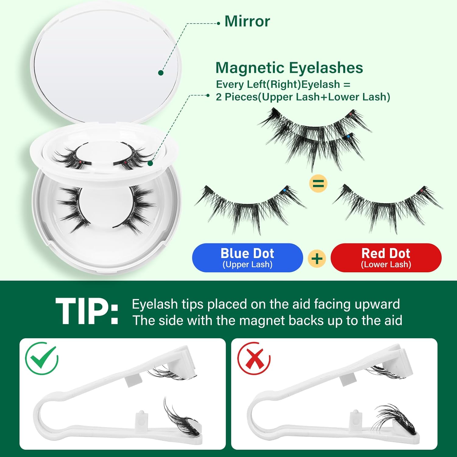 KEYYOU Reusable Magnetic Eyelashes 2 Pair with Applicator No Glue Needed 3D Natural Magnetic Lashes, Easy to Apply & Long Lasting for Daily Use & Events(A02+A02)