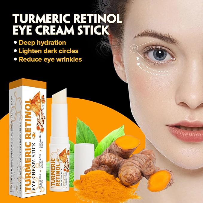 Turmeric Retinol Eye Stick,Lumibalm for Under Eyes Bags,Eye Balm Moisturizes Hydrating for Dark Circle,Wrinkles,Visible Results in 3-4 Weeks,Anti Aging Retinol Cream Reduces Fine Lines