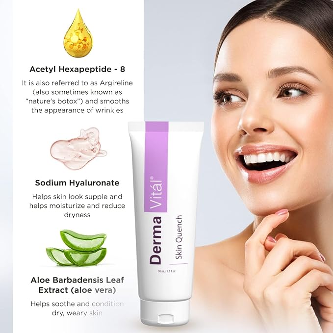 DermaVitál Skin Quench Facial Moisturizer for DermaWand - Face Moisturizer, Cream Combines Argireline, Sodium Hyaluronate and Aloe Vera - Reduce the Appearance of Wrinkles - 1oz