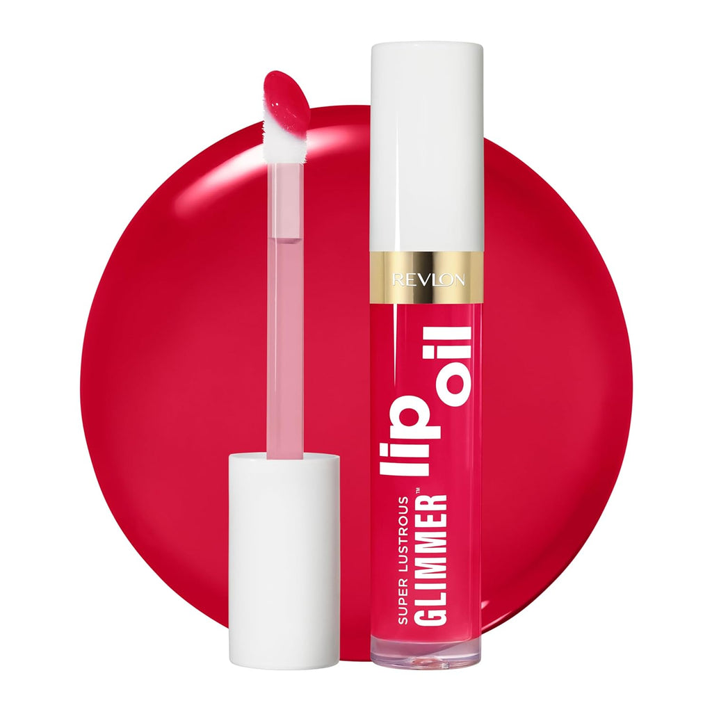 REVLON Super Lustrous Glimmer Lip Oil, Moisturizing & Tinted, Shiny Finish, Made with Plant-Based Squalane, 009 Boiling Point, 0.13 fl oz