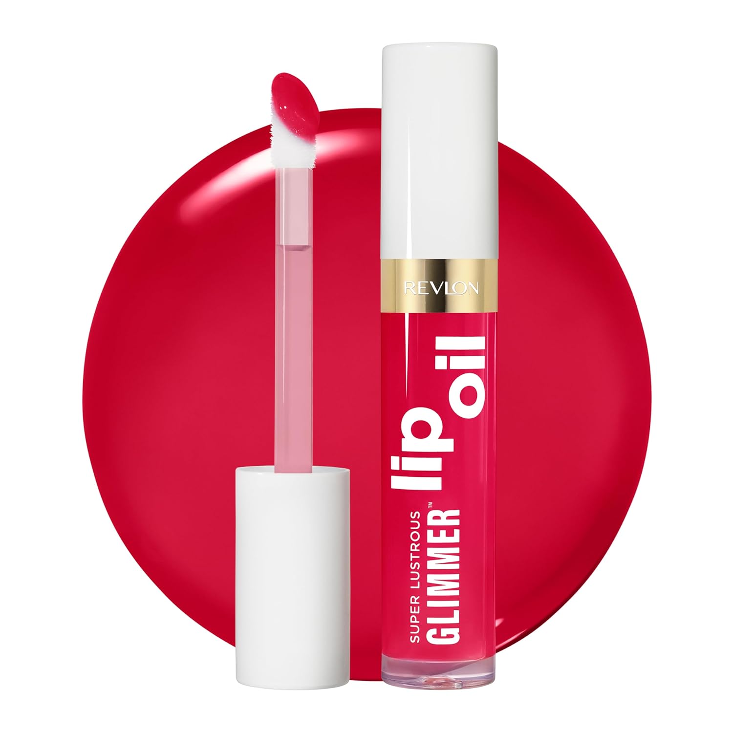 REVLON Super Lustrous Glimmer Lip Oil, Moisturizing & Tinted, Shiny Finish, Made with Plant-Based Squalane, 009 Boiling Point, 0.13 fl oz