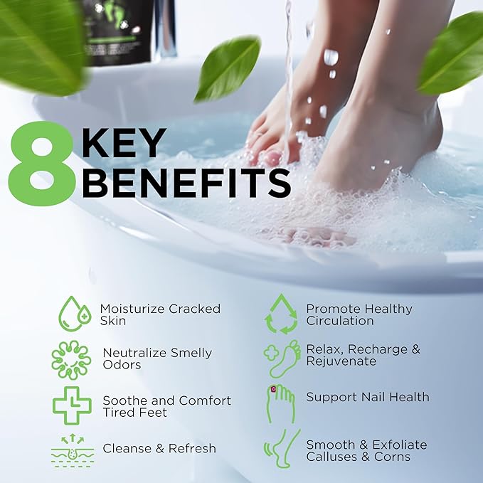 Tea Tree Oil Foot Soak with Epsom Salt - Made in USA - for Toenails, Athlete's Foot, itchy Feet, Stubborn Smelly Foot Odor, Pedicure, Foot Calluses & Soothes Sore Tired Achy Feet - 64 oz