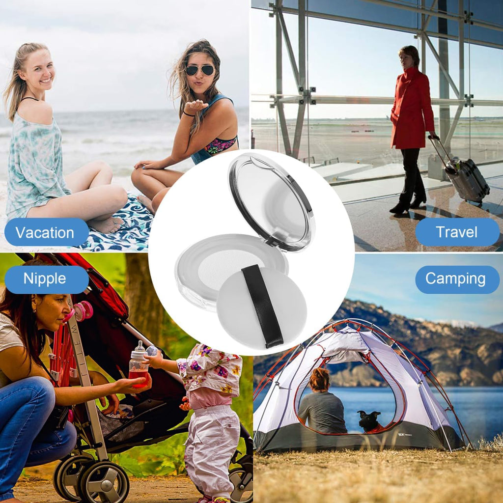 Beaupretty 2PCS Empty Powder Compact Plastic DIY Makeup Loose Powder Case with Puff and Elasticated Net Sifter for Travel Outside Home