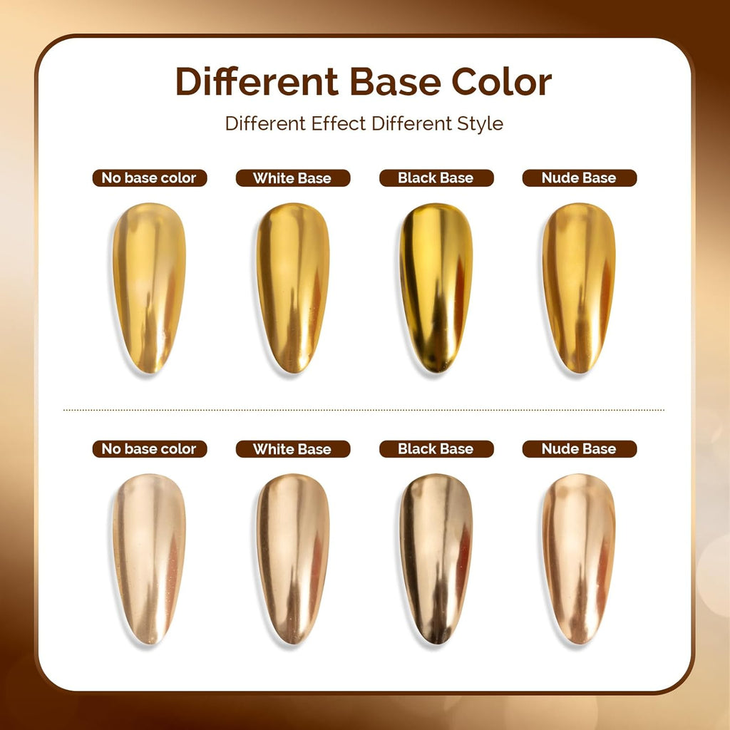 MelodySusie 2Pcs Chrome Nail Powder for Gel Nails,Metallic Mirror Effect Pigment Stylish and Technological Fine Glitter for Home DIY Salon Use