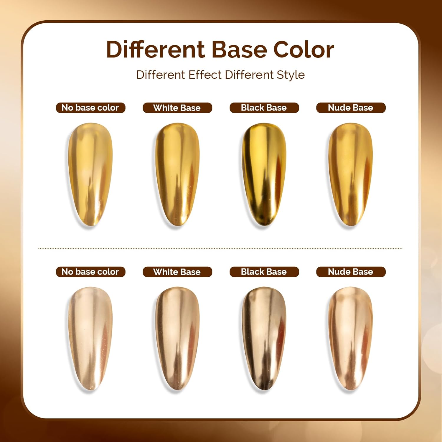 MelodySusie 2Pcs Chrome Nail Powder for Gel Nails,Metallic Mirror Effect Pigment Stylish and Technological Fine Glitter for Home DIY Salon Use