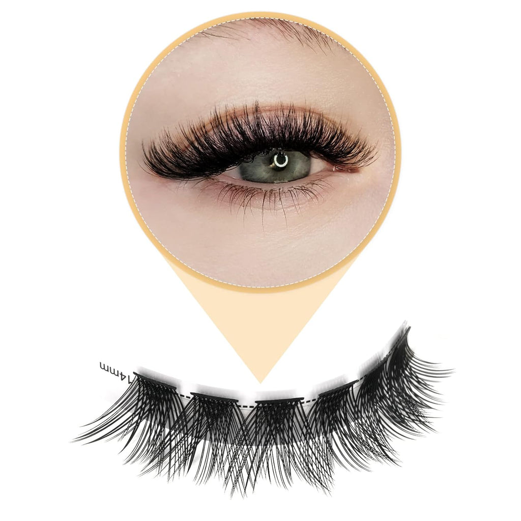 QUEWEL Cluster Lashes 72 Pcs Wide Stem Individual Lashes C/D Curl 8-16mm Length DIY Eyelash Extension False Eyelashes Soft for Personal Makeup Use at Home (H03-C-10)