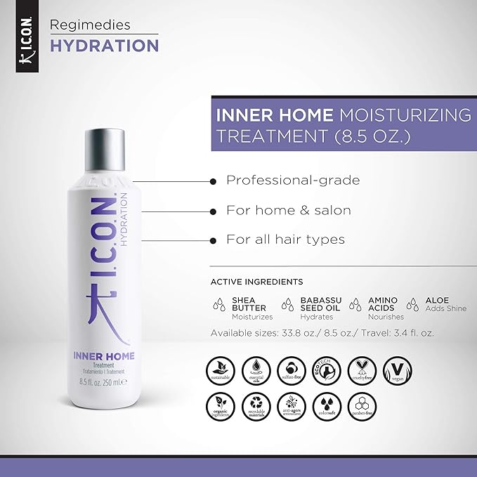 I.C.O.N. Inner Moisturizing Treatment Mask, Rinse-out Cream for Dry, Brittle & Chemically Treated Hair, 8.5 oz