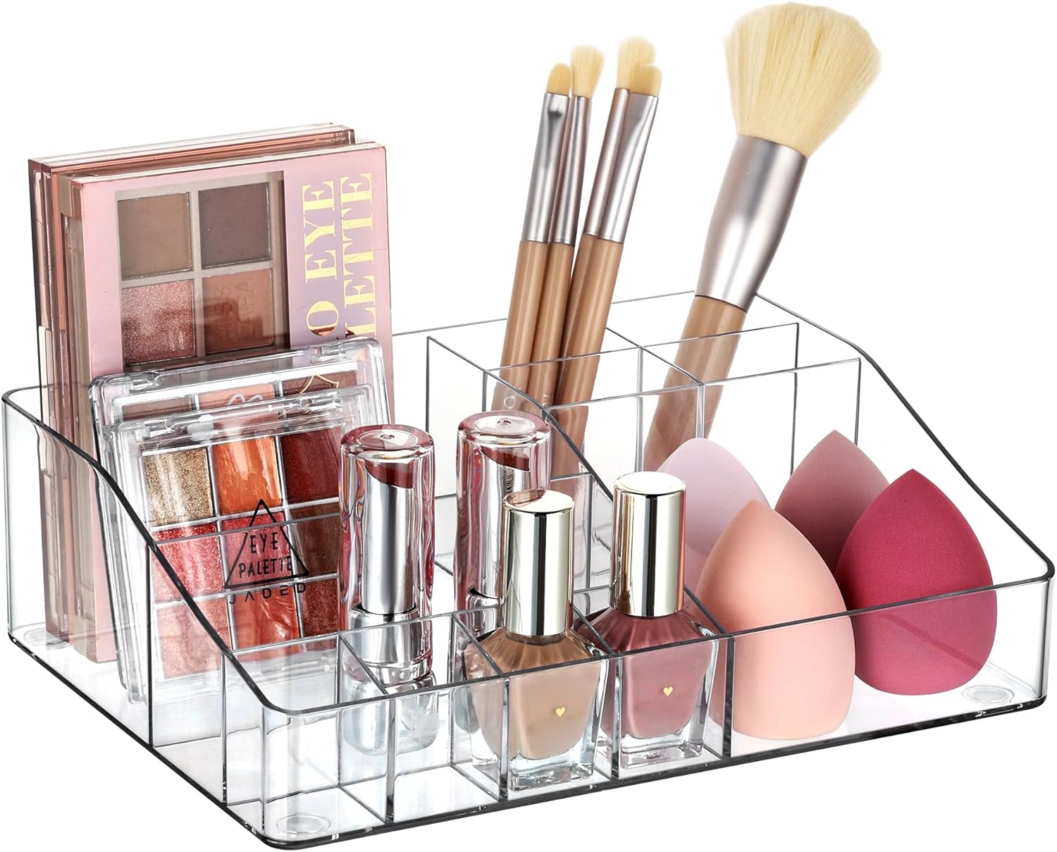 Vtopmart 1 Tier Clear Makeup Organizer, Cosmetic Storage for Dresser Countertop and Bathroom Vanity, Beauty Holder for Lipstick Brush Skincare
