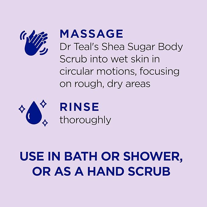 Dr Teal's Shea Sugar Scrub, Lavender Essential Oils, 19 oz (Pack of 3)
