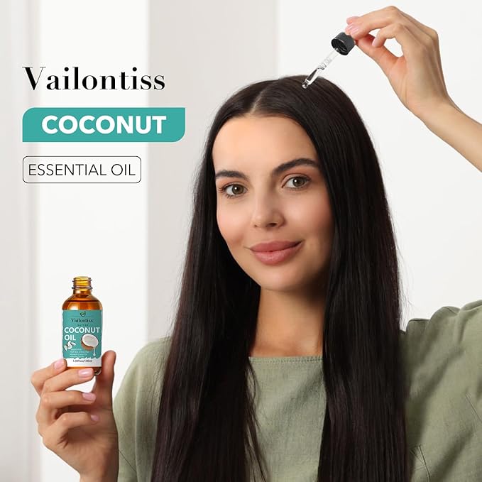 Coconut Oil - Carrier Oil for Hair Growth,Relaxing Massage and Body Oil, Pure Non-Greasy Coconut Oil for All Hair Types and Skin(Coconut Oil, 3.4 Fl Oz)