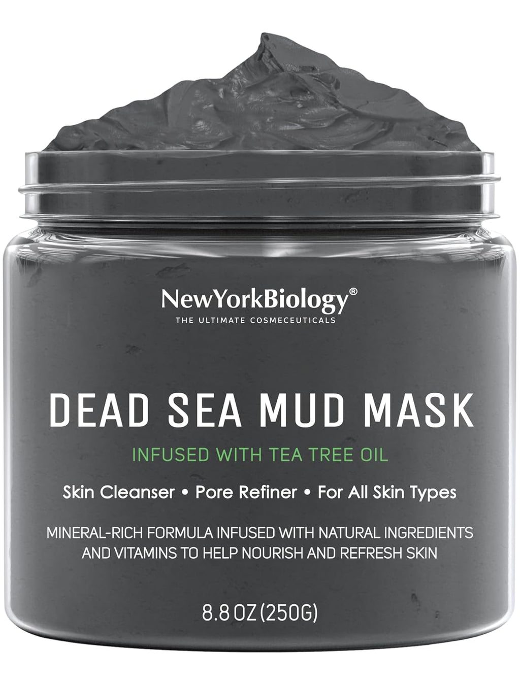 New York Biology Dead Sea Mud Mask for Face and Body | with Tea Tree | Spa Quality Pore Refiner for Oily Skin | Natural Skincare for Women & Men | Tighten Skin for A Healthier Complexion | 8.8 oz
