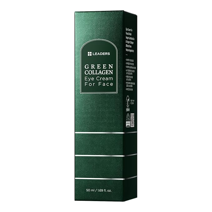 LEADERS Green Collagen Eye Cream for Face – Vegan Anti-Aging Eye Treatment, Reduces Fine Lines & Dark Circles Without Irritation, Improves Skin Elasticity & Hydration, Softens Wrinkles, 50ml