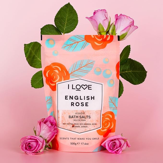 I LOVE Violet Dreams Bath Salts - Calming Bath Soak with Violet and Rose Fragrance - Relaxing Bath Salts for Sleep - Skin-Softening Formula - 17.6 oz