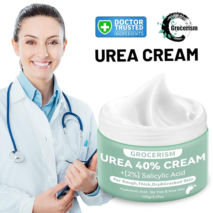 2 Packs Urea Cream 40% Plus 2% Salicylic Acid 5.30 oz || Foot Cream Maximum Strength with Hyaluronic Acid, Tea Tree, and Aloe Vera for Deep Moisturizes, Callus Remover and Soften