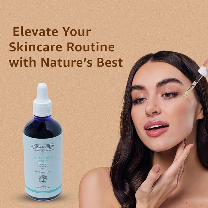 Amsarveda Skin Lifting Serum - Reduces Wrinkles & Nourishes with Aloe Vera, Neem & Mint Extracts, Hydrating Formula for All Skin Types - 30ml (1 oz)
