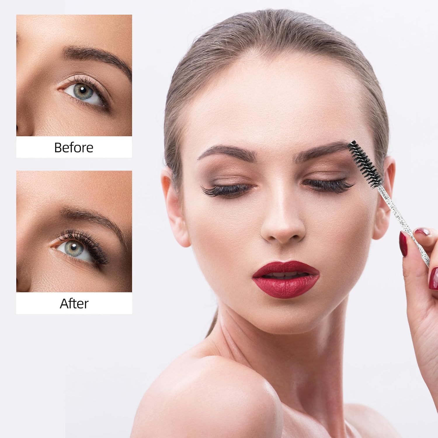 Tbestmax 1200 Disposable Eyelash Brush Crystal Eyebrow Spoolies Mascara Wands Makeup Brushes Applicators Kits for Eyelash Extensions - 6 Colors