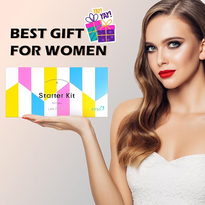 BB Facial Glow Serum Starter Kit Hyaluronic Acid Essence Foundation Skin Care Kit 0.27oz 12 Vials, Combined With Niacinamide and Peptides To Brighten Skin Tone Anti-Aging Foundation Light Rose