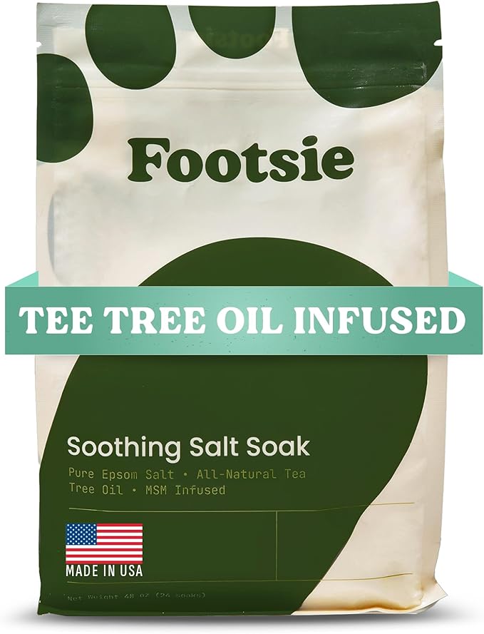 Footsie Soothing Tea Tree Oil Epsom Salt Soak - for Calluses, Aches & Pain, Athlete's Foot - Made in USA - Soothes Cracked Heels, Flaky Skin - 100% Organic, Pedicure Spa Salt - (Calluses & Cracks)