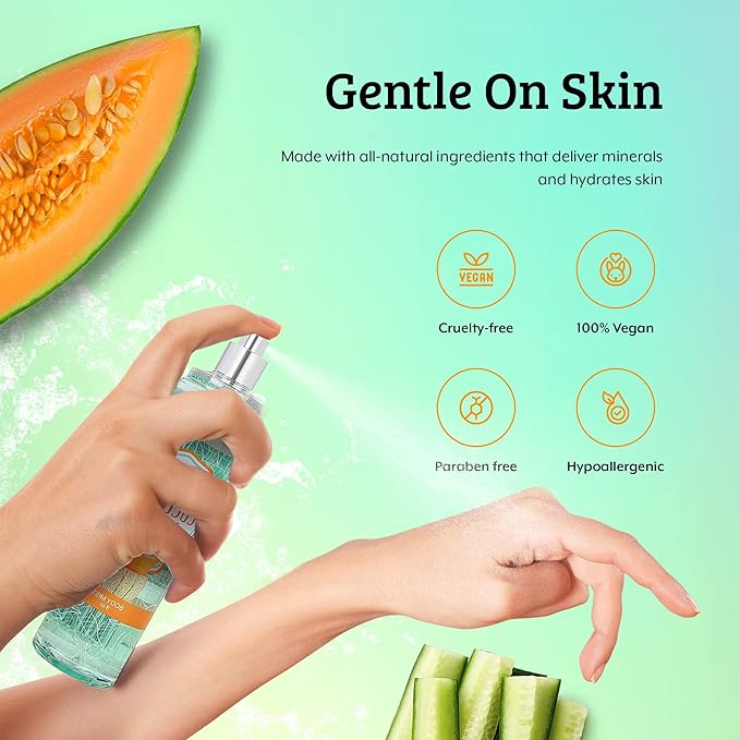 Home Spa Gift 10oz Deep Moisturizing Fragrance Body Lotion & 8 oz. Fine Fragrance Body Mist Set Luxury Self-Care Combo for Women and Girls (Cucumber Melon) Mother’s Day Gift for Mom