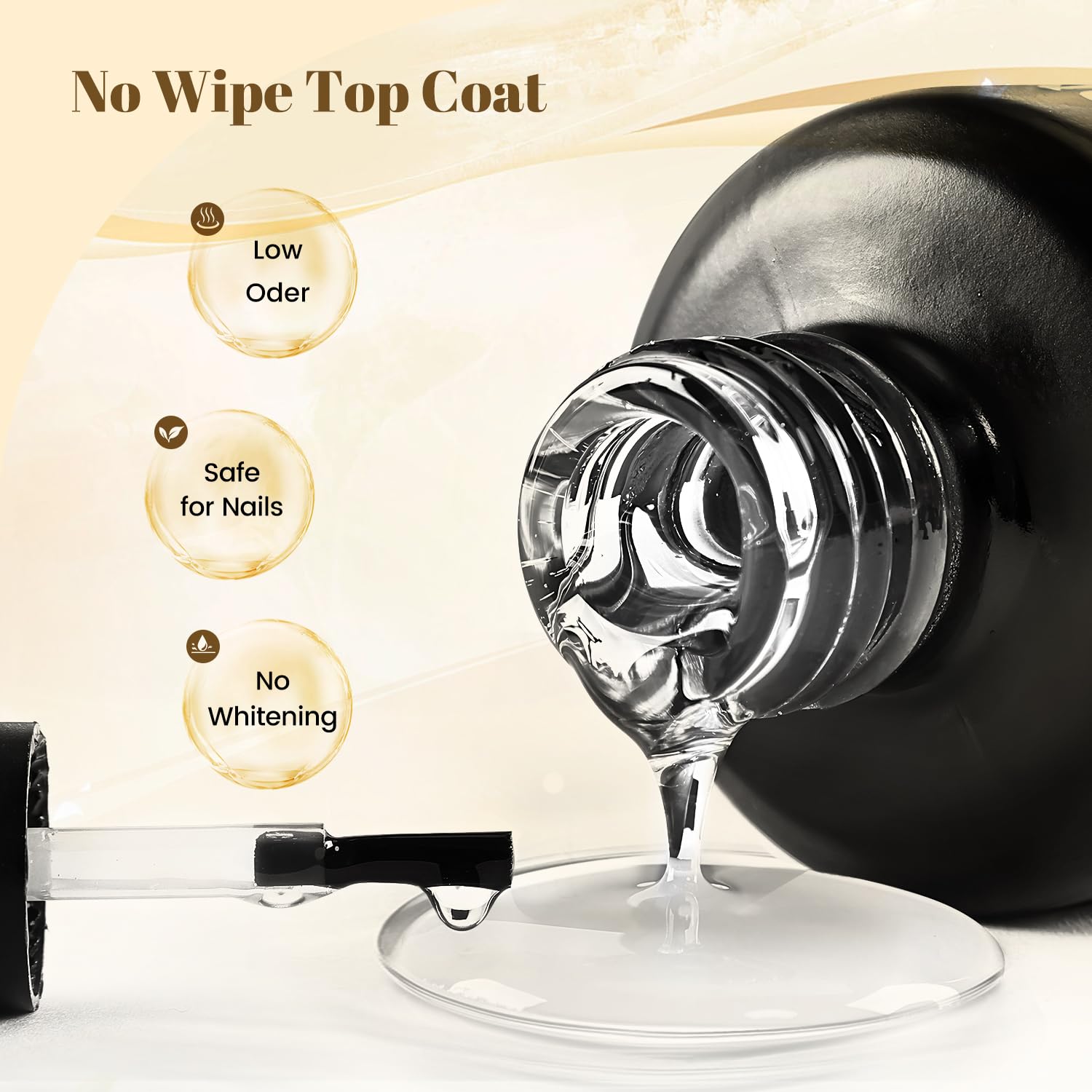 JODSONE 2 Bottles 15ml of Top Coat Gel Polish No Wipe Help Bright Manicure Need Lamp Cured