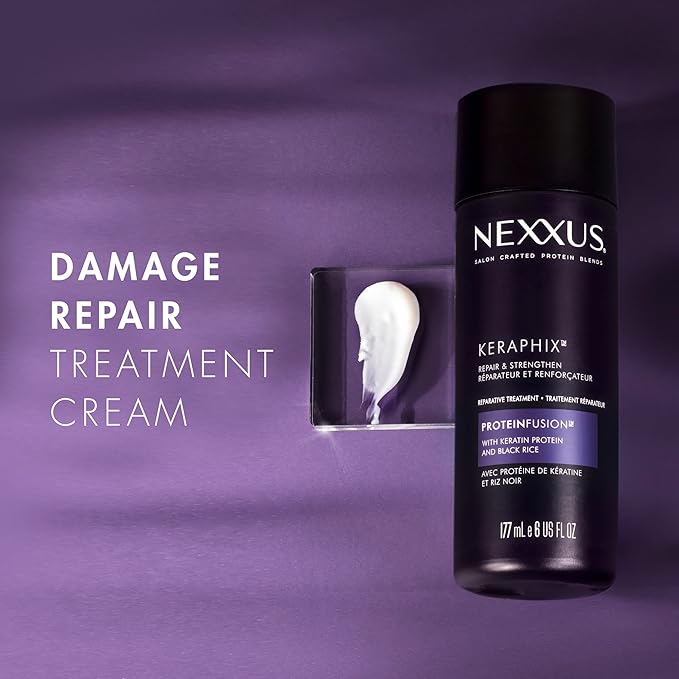 Nexxus Keraphix Damage Repair Pre-Wash Treatment Cream for Damaged Hair With Keratin Protein & Black Rice 6 oz