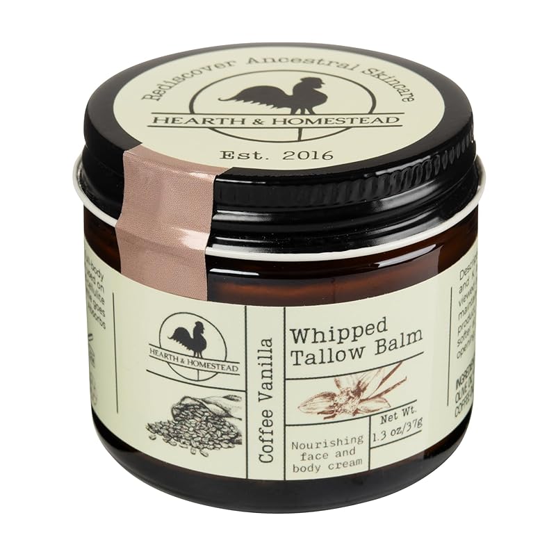 Handmade Whipped Tallow Balm (Coffee Vanilla) - Organic Body Butter with Infused Olive Oil - 1.3 oz …