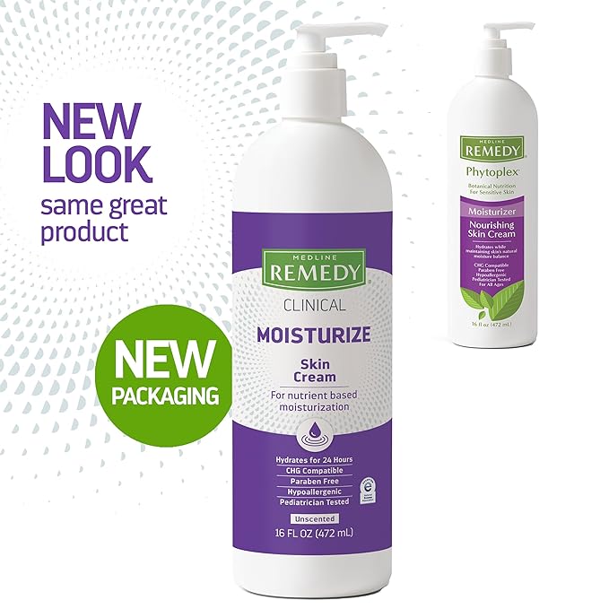 Medline Remedy Clinical Skin Cream Moisturizer, Unscented (16 fl oz Pump Bottle), Nourishing for Dry Skin, Paraben & Sulfate-Free Moisturizing Cream for Face and Body, Lotion for Sensitive Skin