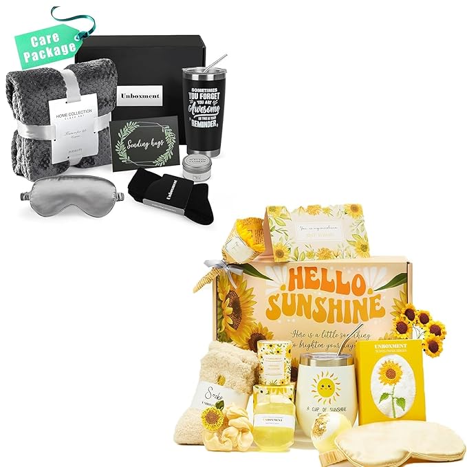 CARE PACKAGE & SEND SUNSHINE GIFTS FOR WOMEN, SUNFLOWER GIFTS BASKET, BIRTHDAY GIFTS FOR MEN WOMEN