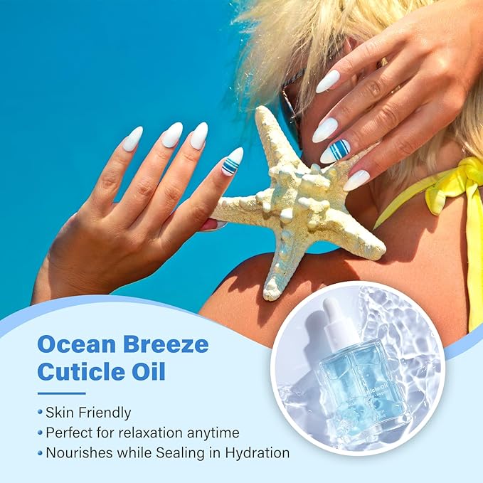 EJW Dual Layer Cuticle Oil for Nails - Nourishes & Repairs Dry, Damaged Cuticles, Strengthens Nails, Reduces Hangnails & Hand Lines, Fast-Absorbing Natural Formula, Ocean Breeze Scent, 0.5 fl. oz