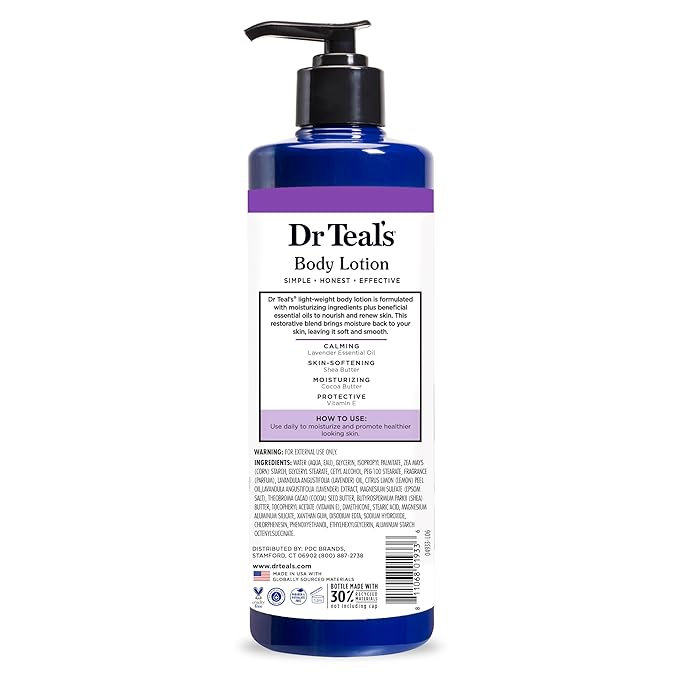Dr Teal's Body Lotion, Lavender Essential Oil, 18 fl oz (Pack of 3)