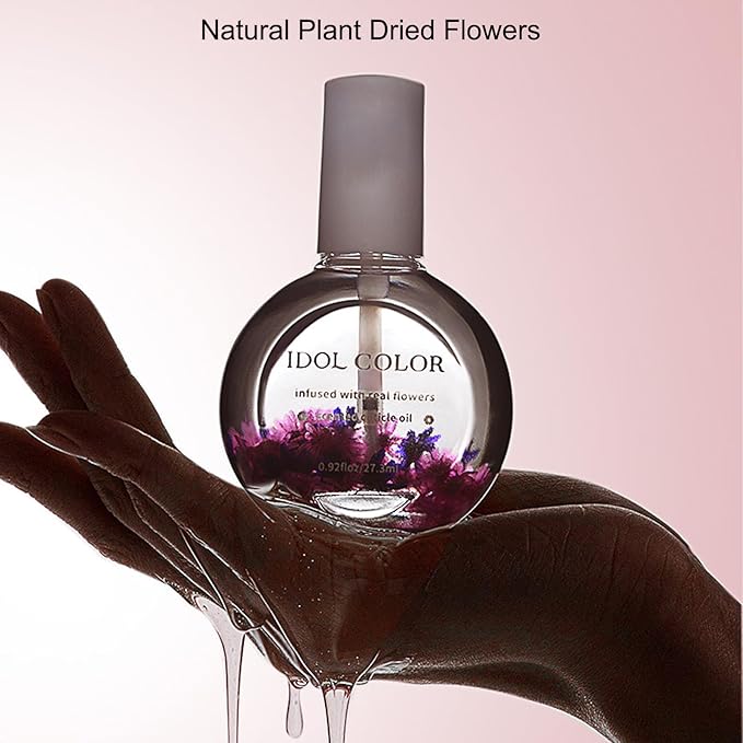 Flowery Scented Cuticle Oil, Infused with Real Flowers, Cuticle Revitalize Oil, Nail Oils For Growth And Strength, Cuticle Remover - Nail Strengthener - Cuticle Softener (0.92 fl.oz, APPLE)