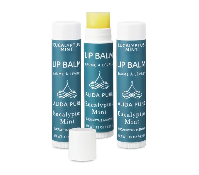 Eucalyptus Mint Lip Balm Collection, Vegan Lip Balm Set, Beeswax Free, with Avocado Oil, Organic Jojoba Oil, and Vitamin E, Natural Moisturizer for Dry, Chapped Lips, 3 Tube Set