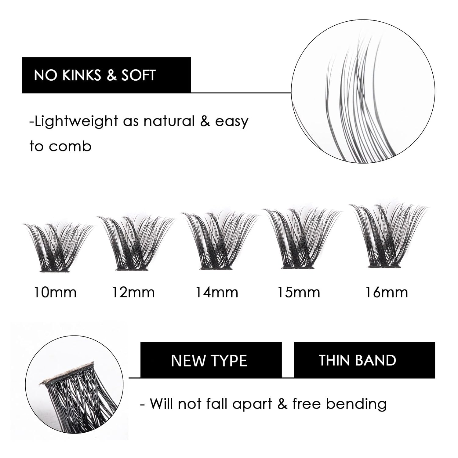 Cluster Lashes 72 Individual Lashes Clusters Eyelash Extensions False Eyelashes DIY Lash Extension Reusable False Eyelashes Natural Look Mix 10-16mm C D Curl-DM27