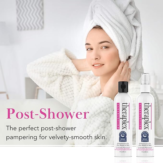 Theraplex Clear Lotion Spray (8 oz) - Natural Jojoba Oil, No Parabens or Preservatives, Noncomedogenic and Hypoallergenic, Dermatologist recommended - National Eczema Association Seal of Acceptance