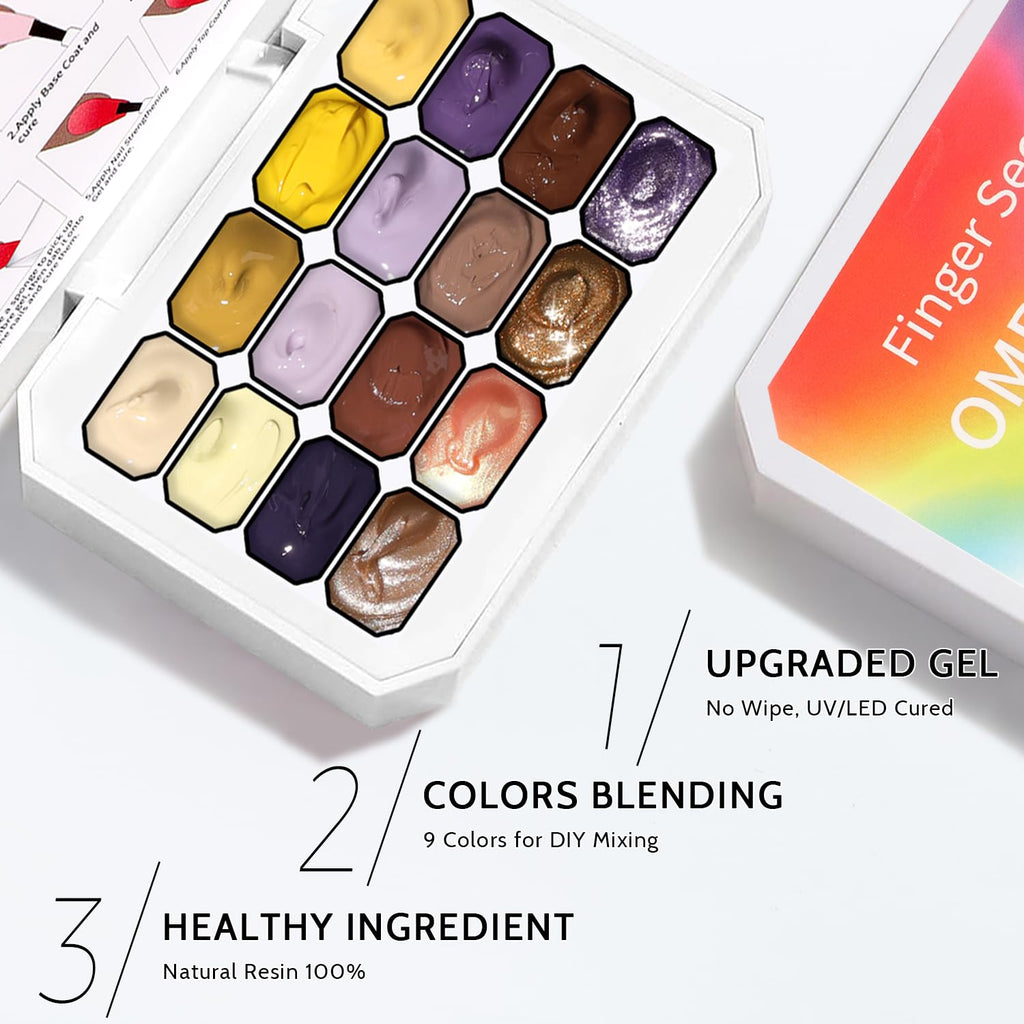 Sponge Pat Paint Nail Gel, Ombre Nails Gradient Gel Nail Blush Blooming Aura Nails Drawing Stripper Floral Painting DIY Nail Art, No Wipe, UV/LED Curing (16 Colors D)