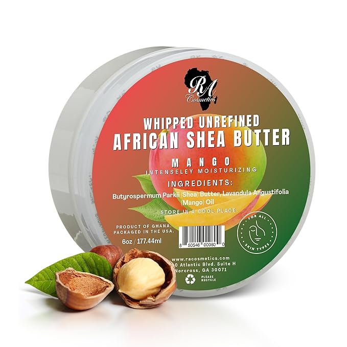 RA COSMETICS 100% African Shea Butter - Mango Scented, Anti-Aging Moisturizer, 6 Ounce