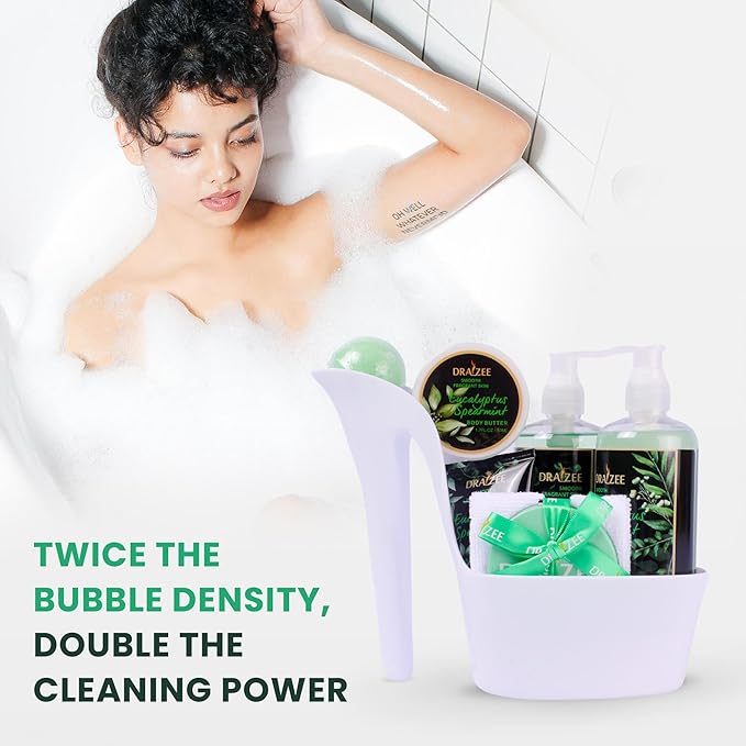 Draizee Mothers Day Gifts for Mom-Spa Gift Baskets for Women, 8 Pcs Luxury Eucalyptus Sparemint Scented Heel Shoe Design Bath and Body Spa Set-Self Care Package for Women, Greate for Mom-Body Care Set