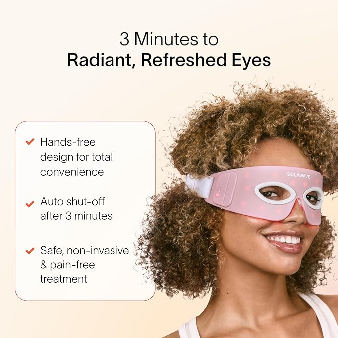 Solawave Eye Recovery Pro | FDA Cleared Red and Infrared Light Therapy for Under-Eye Wrinkles, Forehead Lines, 11s, Crow's Feet, Dark Circles | Anti-Aging Eye Mask with Hands-Free Light